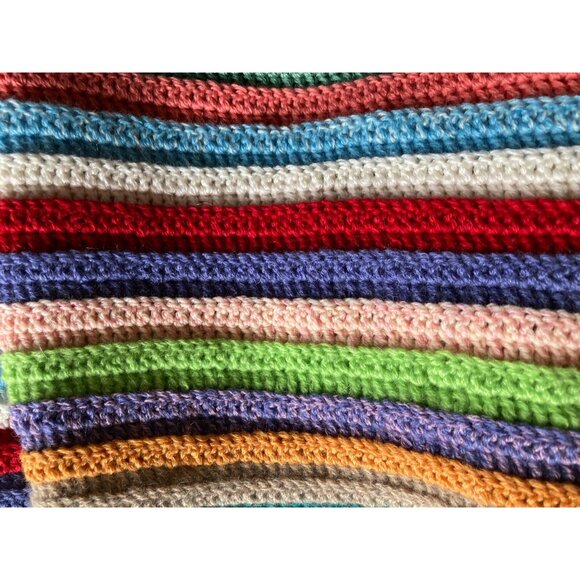 100% Cashmere Handmade Colorful Rainbow Multicolor Striped Tasseled Boho Scarf - Picture 6 of 6